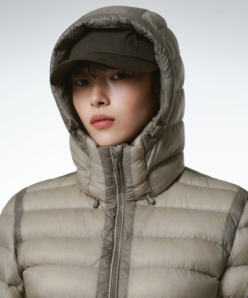 WOMENS SHEER HOODED LIGHT DOWN JACKET #韓韶禧同款! - 8 COLORS BEIGE