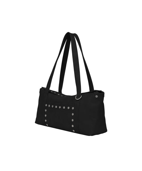 FLAT STUD SHOULDER BAG - 5 COLORS BLACK