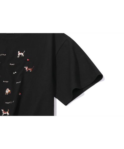 PUPPY STITCH SHORT SLEEVE TEE - 2 COLORS BLACK