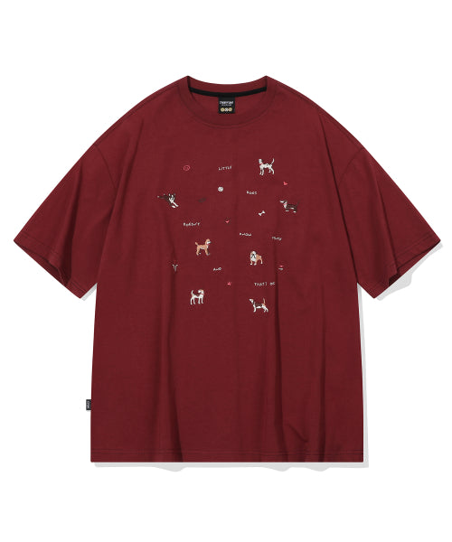 PUPPY STITCH SHORT SLEEVE TEE - 2 COLORS BURGUNDY