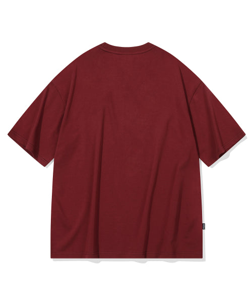 PUPPY STITCH SHORT SLEEVE TEE - 2 COLORS BURGUNDY