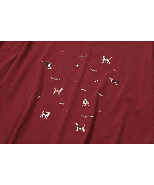 PUPPY STITCH SHORT SLEEVE TEE - 2 COLORS BURGUNDY