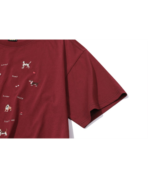 PUPPY STITCH SHORT SLEEVE TEE - 2 COLORS BURGUNDY