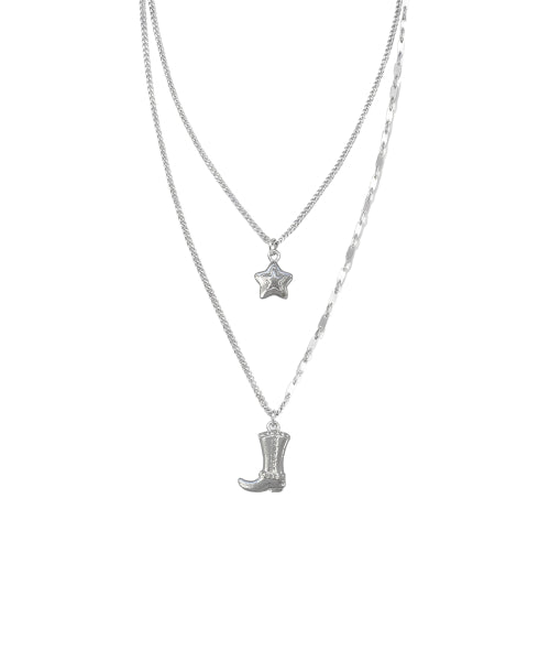 WESTERN STAR LAYERED NECKLACE SILVER