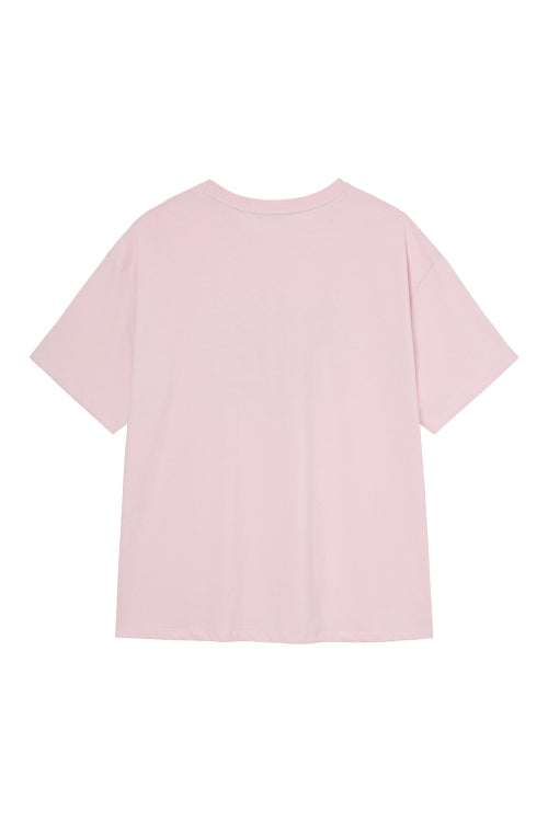 D LETTERING GRAPHIC OVERSIZED T SHIRT - 5 COLORS PINK