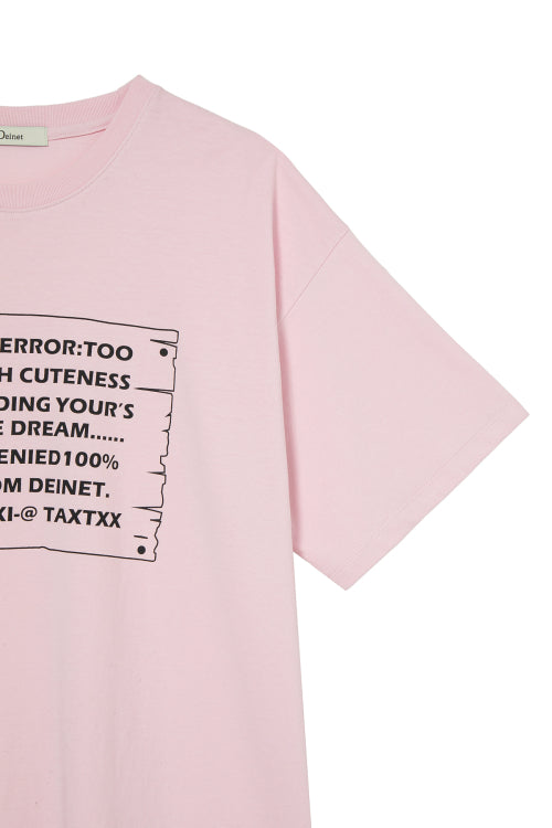 D LETTERING GRAPHIC OVERSIZED T SHIRT - 5 COLORS PINK
