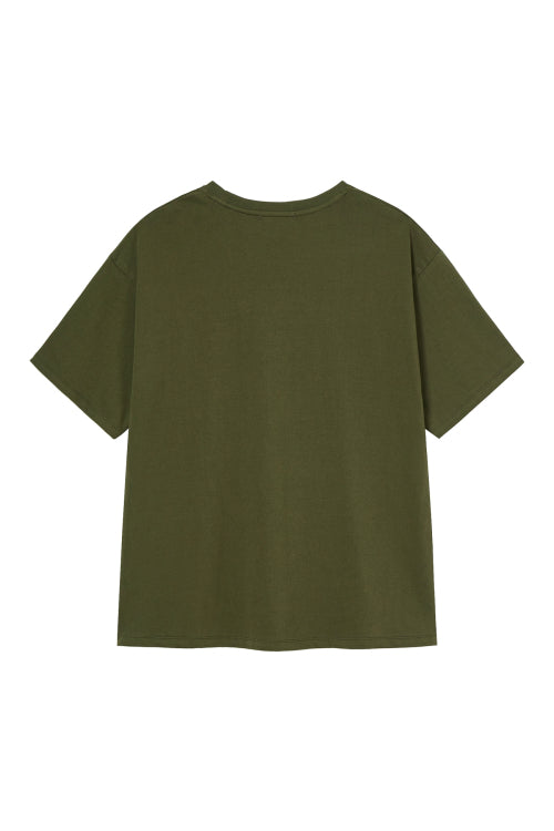 D LETTERING GRAPHIC OVERSIZED T SHIRT - 5 COLORS KHAKI