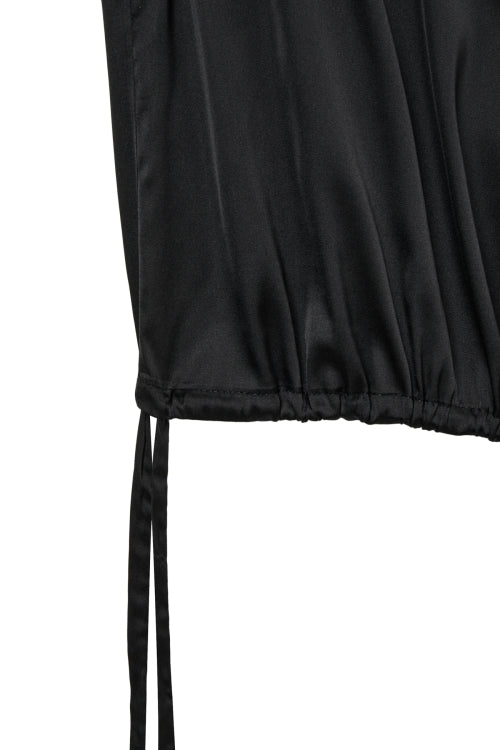 SATIN SHIRRING SLEEVELESS - 2 COLORS BLACK
