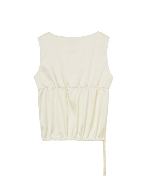 SATIN SHIRRING SLEEVELESS - 2 COLORS IVORY