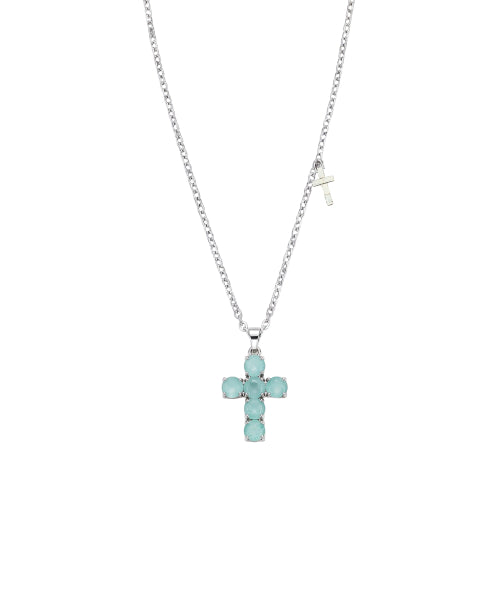 CRYSTAL CROSS SLIDE NECKLACE - 4 COLORS MINT
