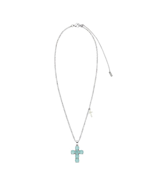 CRYSTAL CROSS SLIDE NECKLACE - 4 COLORS MINT