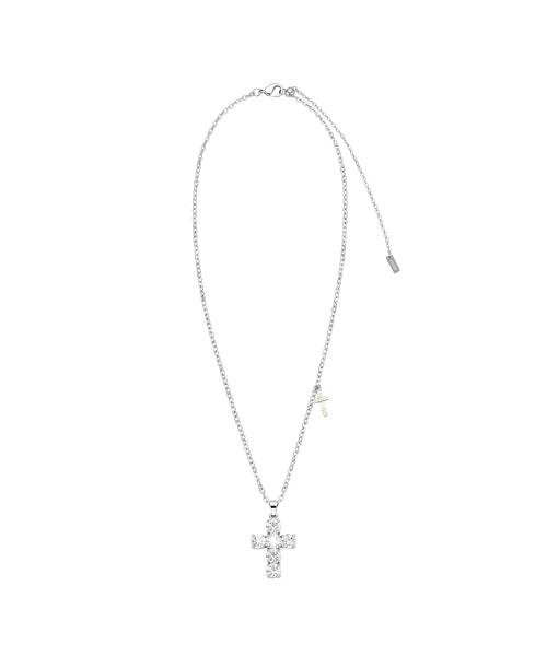 CRYSTAL CROSS SLIDE NECKLACE - 4 COLORS WHITE