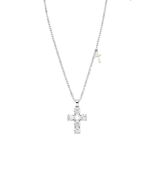 CRYSTAL CROSS SLIDE NECKLACE - 4 COLORS WHITE