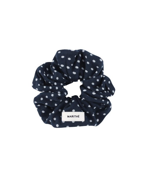 W BASIC COTTON SCRUNCHIE NAVY DOT AS SHOWN