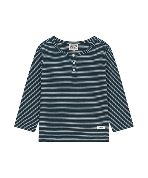 W BASIC HENLEY NECK 3 4 SLEEVE HEATHER - 4 COLORS NAVY