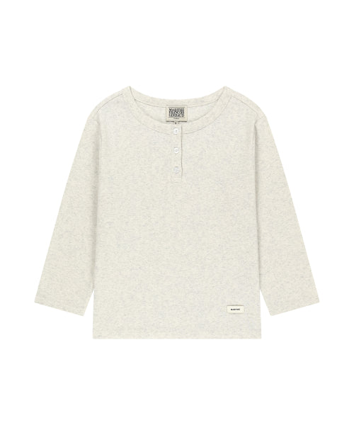 W BASIC HENLEY NECK 3 4 SLEEVE HEATHER - 4 COLORS OATMEAL