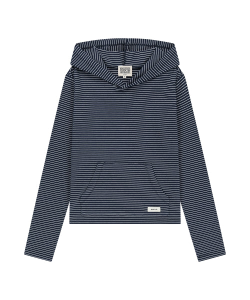 W BASIC HOODIE LONG SLEEVE NAVY STRIPE - 6 COLORS AS SHOWN