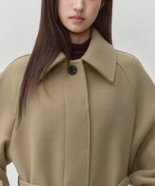 WOMENS CASHMERE BLEND BALMACAAN ROBE COAT #韓韶禧同款! - 8 COLORS BEIGE