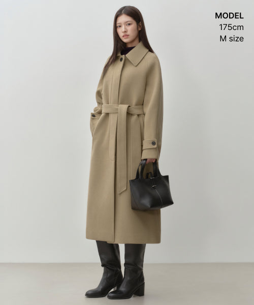 WOMENS CASHMERE BLEND BALMACAAN ROBE COAT #韓韶禧同款! - 8 COLORS BEIGE