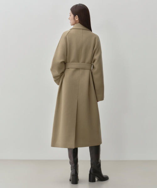 WOMENS CASHMERE BLEND BALMACAAN ROBE COAT #韓韶禧同款! - 8 COLORS BEIGE