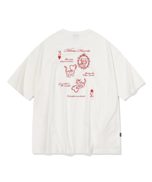 CAT EMBROIDERY SHORT SLEEVE TEE - 2 COLORS CREAM