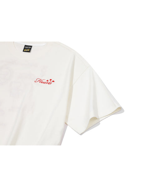 CAT EMBROIDERY SHORT SLEEVE TEE - 2 COLORS CREAM