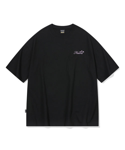 CAT EMBROIDERY SHORT SLEEVE TEE - 2 COLORS BLACK