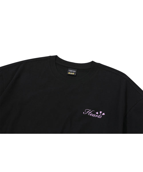 CAT EMBROIDERY SHORT SLEEVE TEE - 2 COLORS BLACK