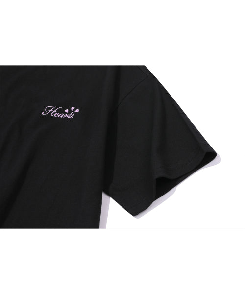 CAT EMBROIDERY SHORT SLEEVE TEE - 2 COLORS BLACK