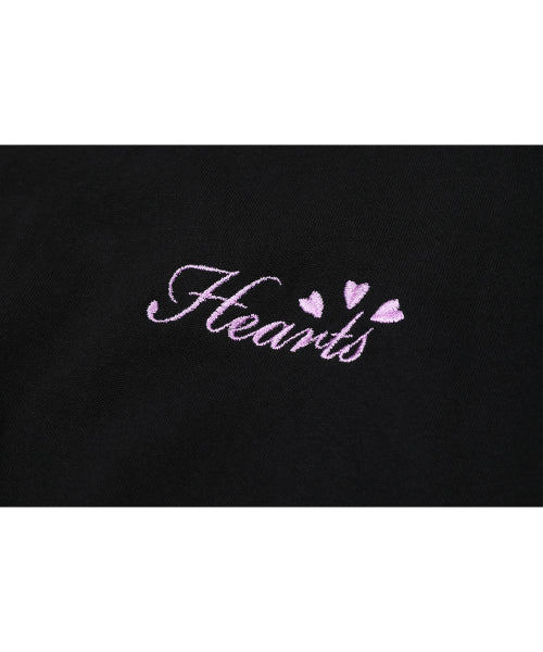 CAT EMBROIDERY SHORT SLEEVE TEE - 2 COLORS BLACK