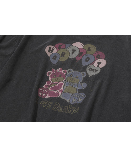 HAPPY BALLOON PIGMENT SHORT SLEEVE TEE - 3 COLORS BLACK