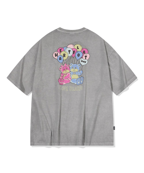 HAPPY BALLOON PIGMENT SHORT SLEEVE TEE - 3 COLORS GREY