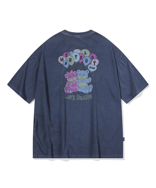 HAPPY BALLOON PIGMENT SHORT SLEEVE TEE - 3 COLORS BLUE