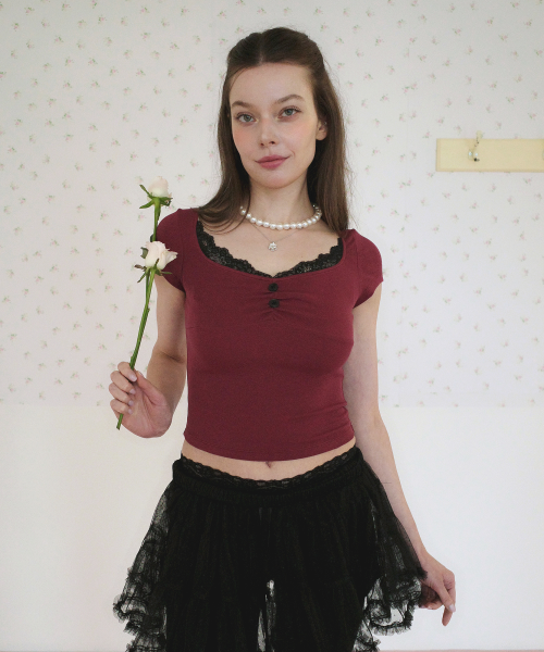 ELYSEE LACE TOP WINE