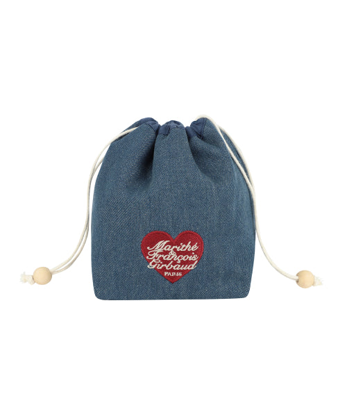 HEART CLASSIC LOGO STRING POUCH - 3 COLORS BLUE