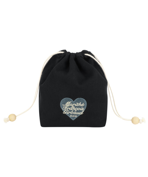 HEART CLASSIC LOGO STRING POUCH - 3 COLORS BLACK