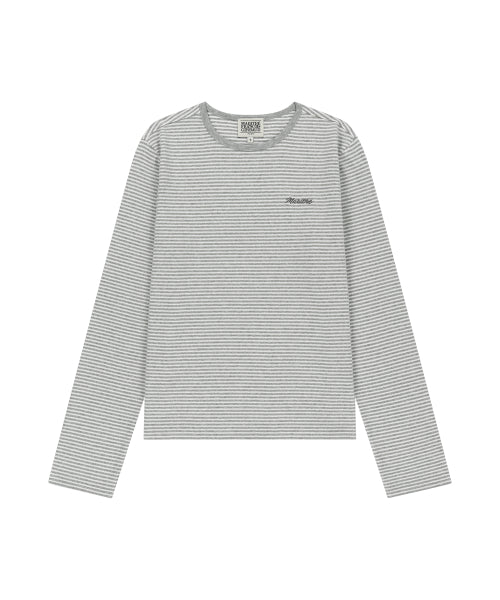 W STRIPE LONG SLEEVE TEE - 2 COLORS GREY