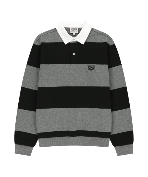 SMALL CLASSIC LOGO RUGBY STRIPE SWEATSHIRT - 5 COLORS BLACK