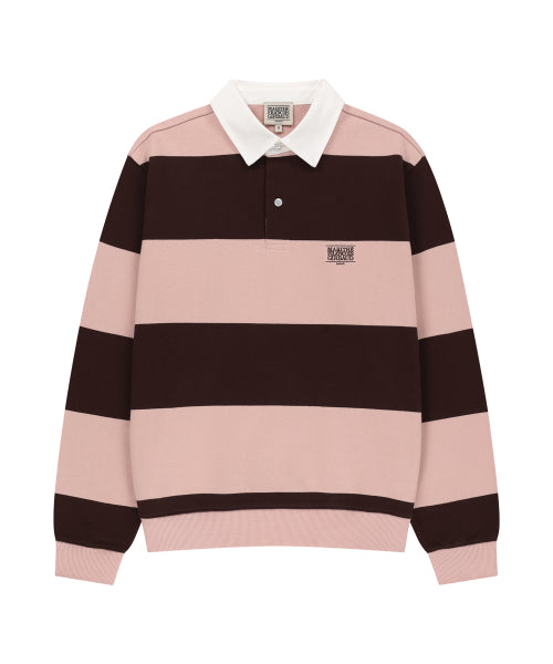 SMALL CLASSIC LOGO RUGBY STRIPE SWEATSHIRT - 5 COLORS BROWN