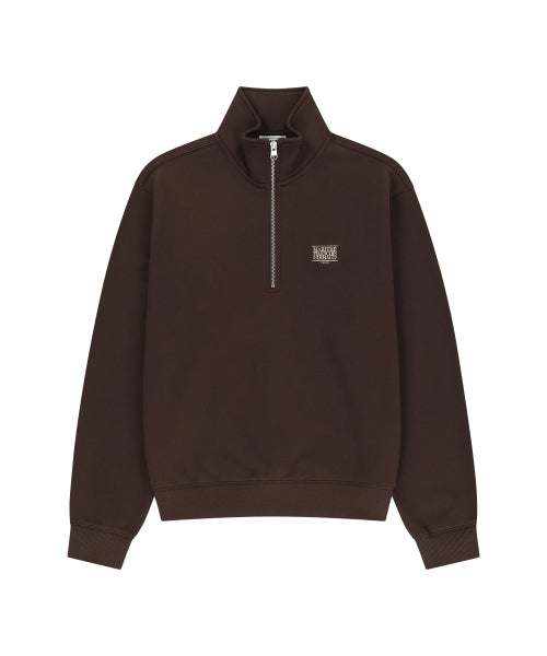 SMALL CLASSIC LOGO HALF ZIPUP SWEATSHIRT - 3 COLORS DARK BROWN