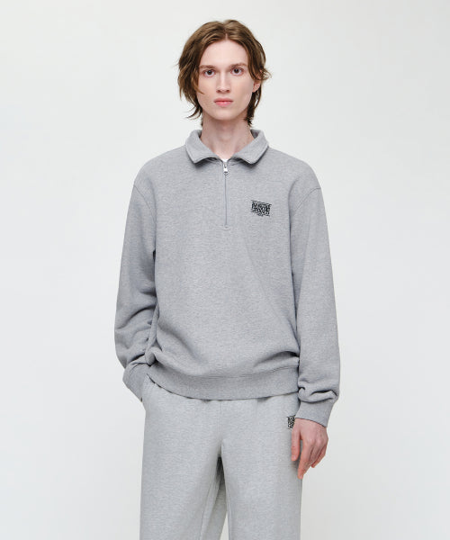 SMALL CLASSIC LOGO HALF ZIPUP SWEATSHIRT - 3 COLORS GREY