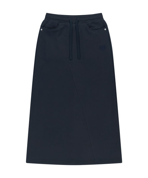 W CLASSIC LOGO LONG SWEAT SKIRT - 3 COLORS NAVY