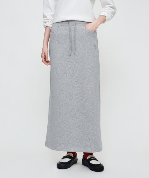 W CLASSIC LOGO LONG SWEAT SKIRT - 3 COLORS GREY
