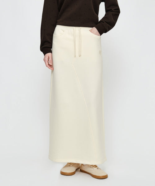 W CLASSIC LOGO LONG SWEAT SKIRT - 3 COLORS CREAM