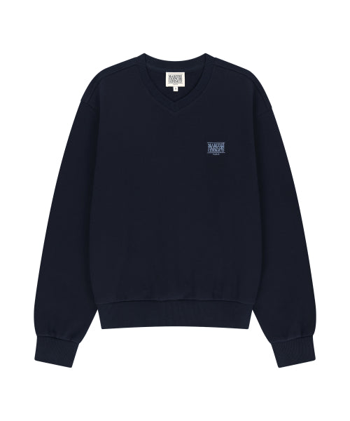 W SMALL CLASSIC LOGO V NECK BALLOON SWEATSHIRT - 3 COLORS NAVY