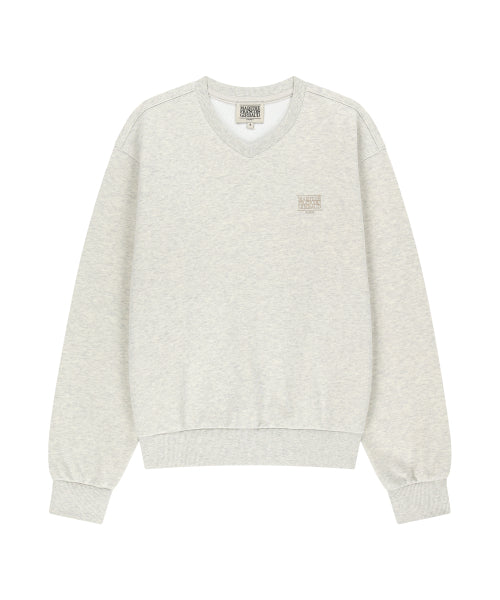 W SMALL CLASSIC LOGO V NECK BALLOON SWEATSHIRT - 3 COLORS OATMEAL