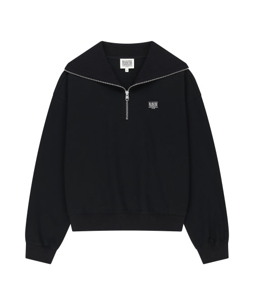 W MICRO CLASSIC LOGO QUARTER ZIPUP SWEATSHIRT - 2 COLORS BLACK
