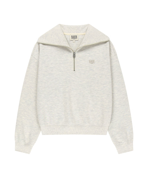 W MICRO CLASSIC LOGO QUARTER ZIPUP SWEATSHIRT - 2 COLORS OATMEAL
