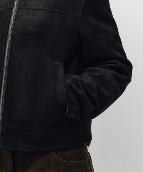 WOMENS SYNTHETIC SUEDE SINGLE JACKET #韓韶禧同款! - 2 COLORS BLACK