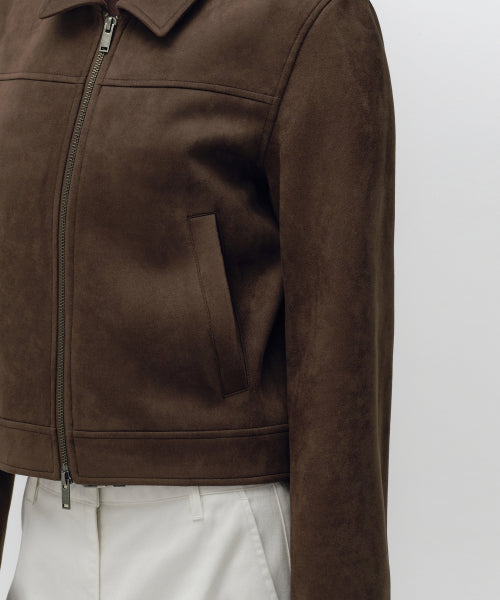 WOMENS SYNTHETIC SUEDE SINGLE JACKET #韓韶禧同款! - 2 COLORS BROWN